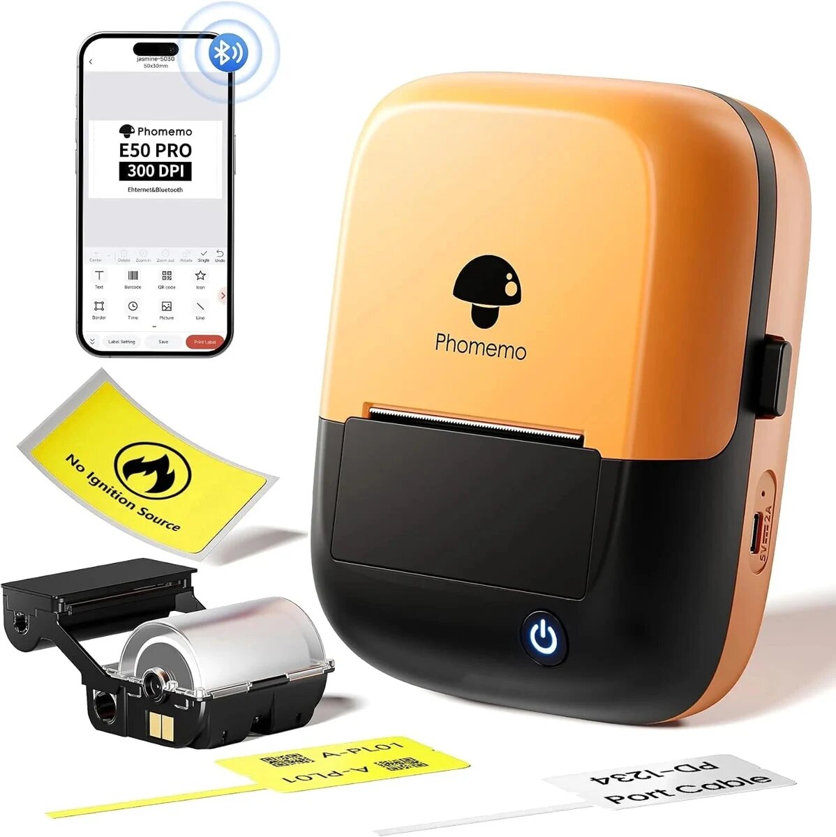 Phomemo E50Pro industriële labelprinter — in gebruik
